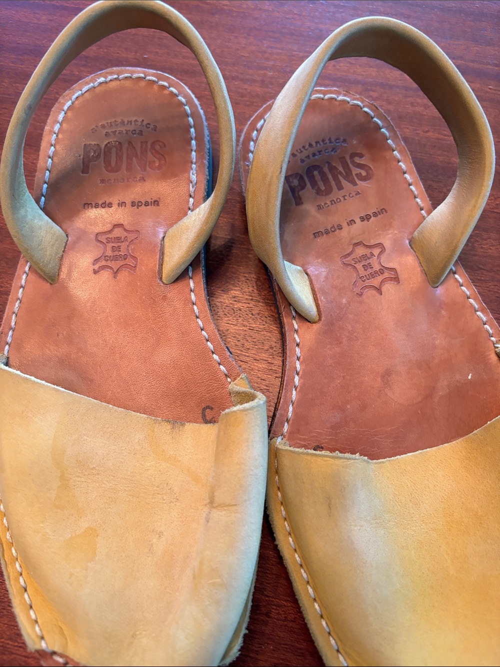 PONS Leather Avarca Sandals in Mustard Yellow - Picture 2 of 7